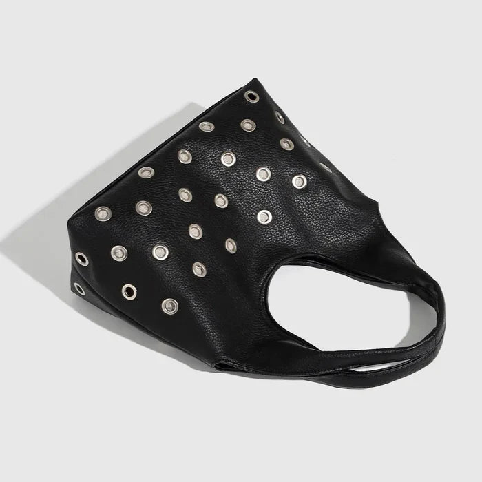 *Dark Orbit Leather Rivet Shoulder Bag