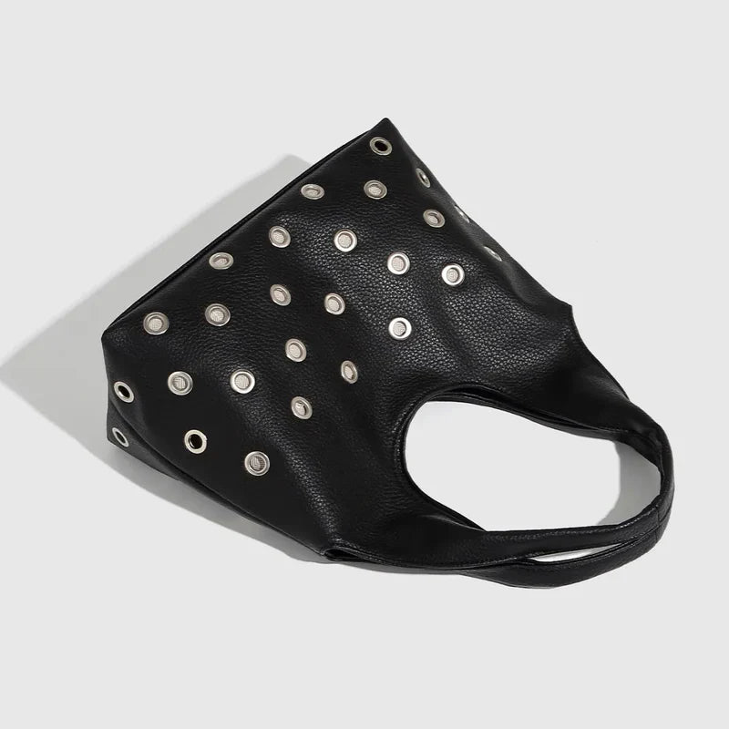 Mermaid Way Dark Orbit Leather Rivet Shoulder Bag