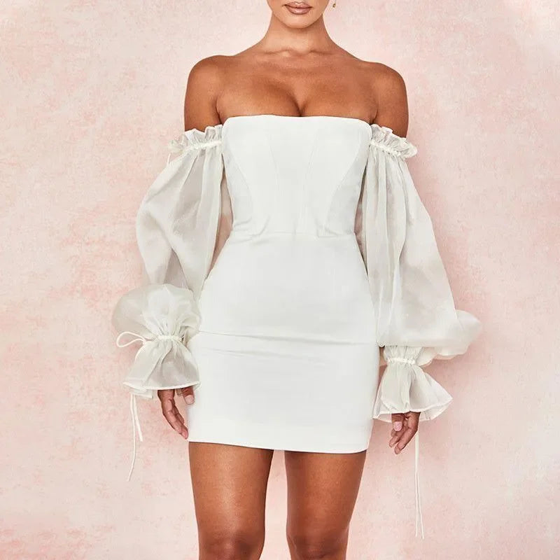 Mermaid Way Delia Off-Shoulder Puff Sleeve Mini Dress