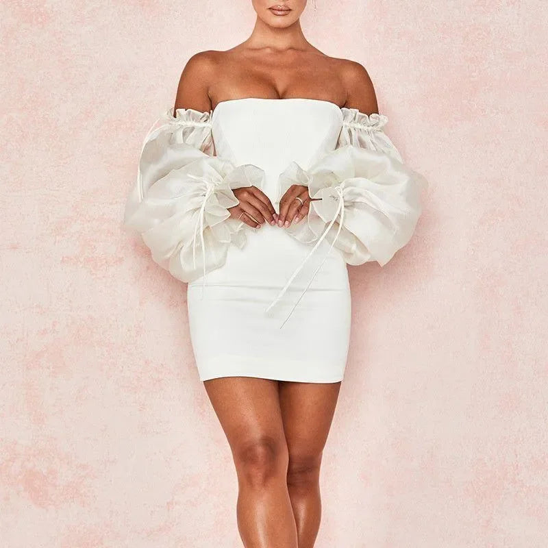 Mermaid Way Delia Off-Shoulder Puff Sleeve Mini Dress