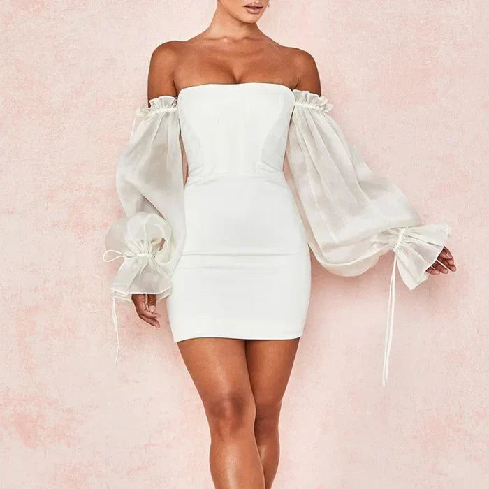 *Delia Off-Shoulder Puff Sleeve Mini Dress