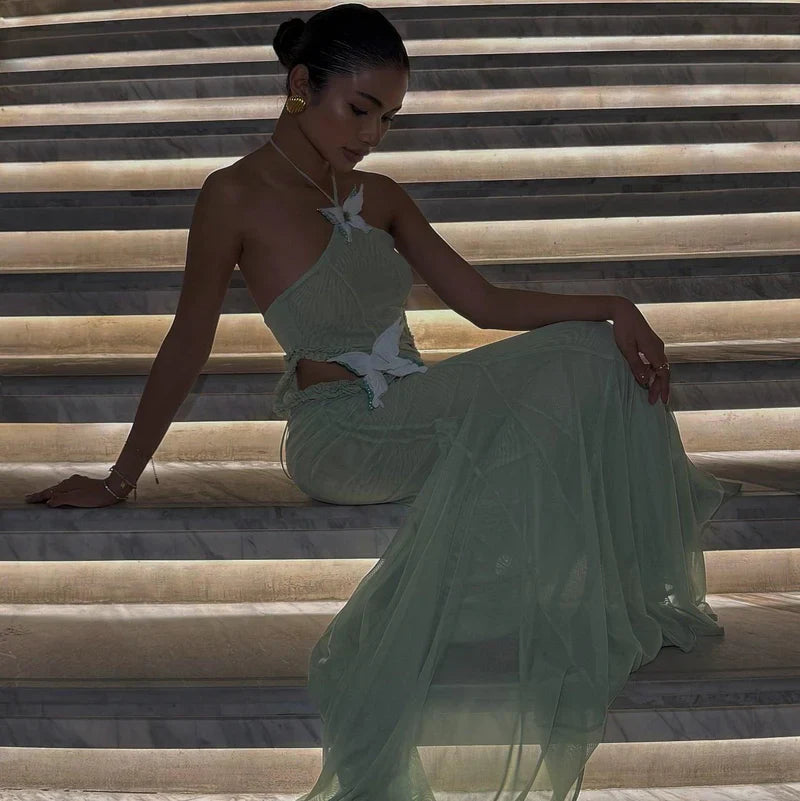 Mermaid Way Don't Need A Filter Butterfly Halter Light Maxi Dress