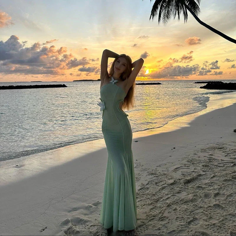 Mermaid Way Don't Need A Filter Butterfly Halter Light Maxi Dress