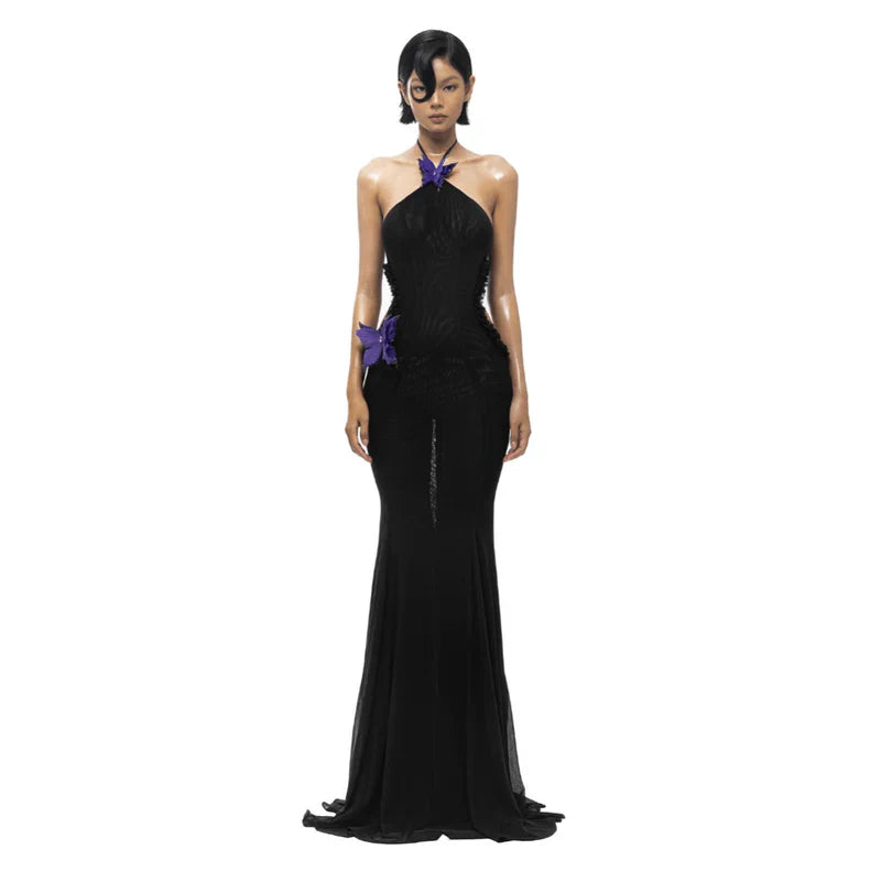 Mermaid Way Don't Need A Filter Butterfly Halter Light Maxi Dress