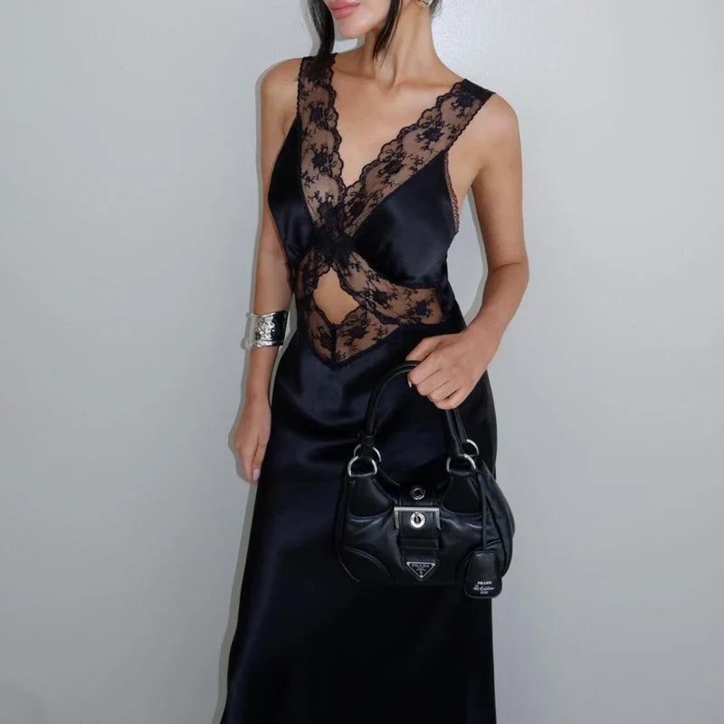 Mermaid Way Drama Lace Cut Out Maxi Dress