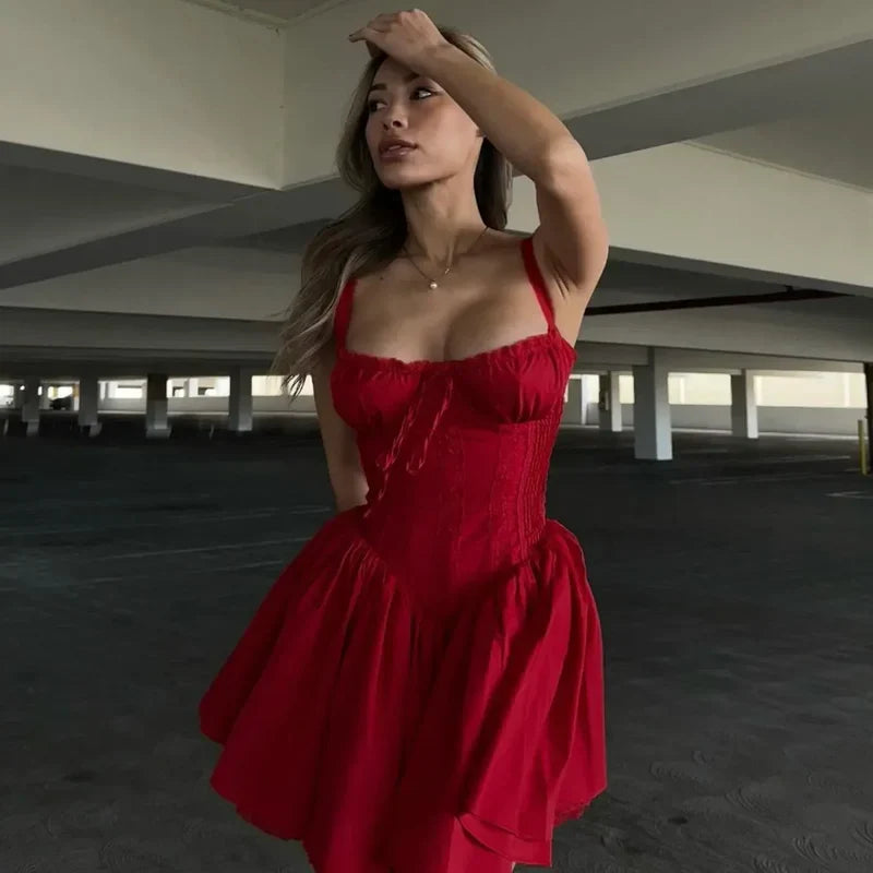 Mermaid Way Dream Girl Red Corset Mini Dress