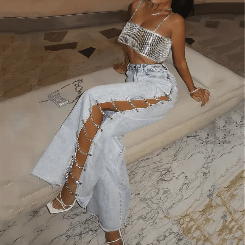 Mermaid Way Euphoria Relaxed Diamond Embellished Jeans