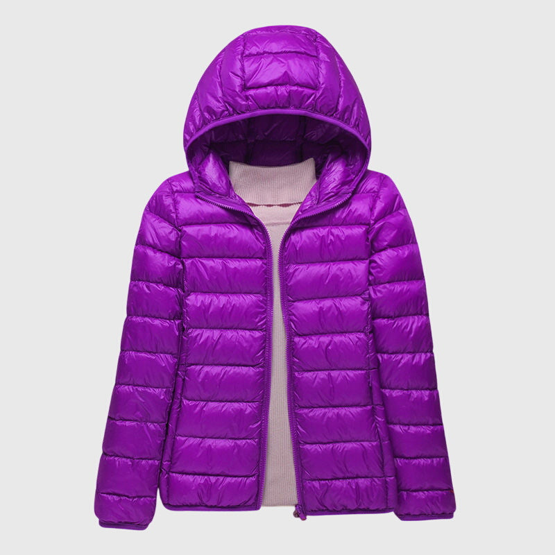 Nabalu Women’s Hooded Zip-Up Puffer Jacket – Lightweight Everyday Outerwear