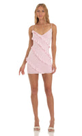 Lucy In The Sky Ruffle Mini Dress in Pink