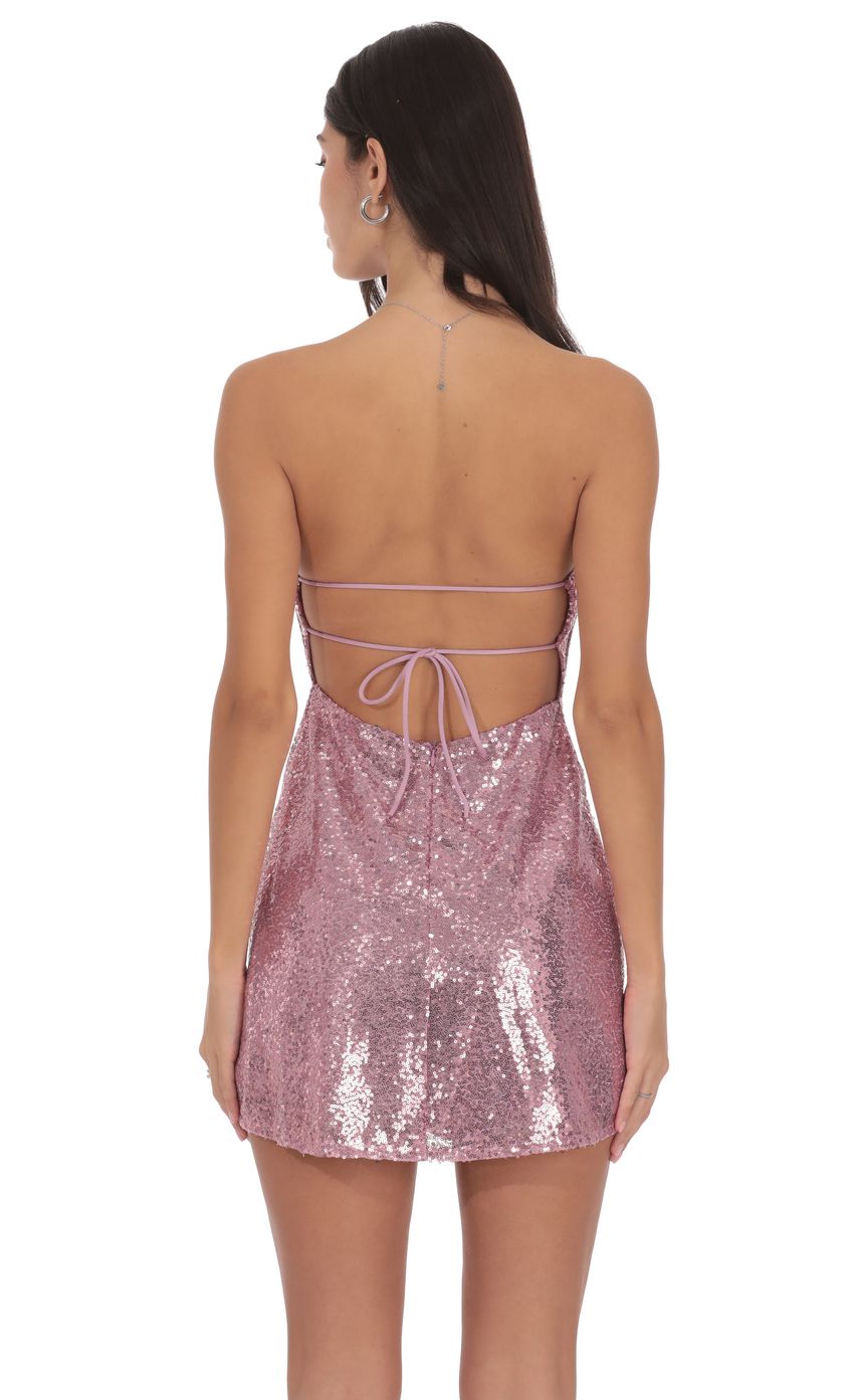 Lucy In The Sky Sequin Strapless Dress in Pink Rose
