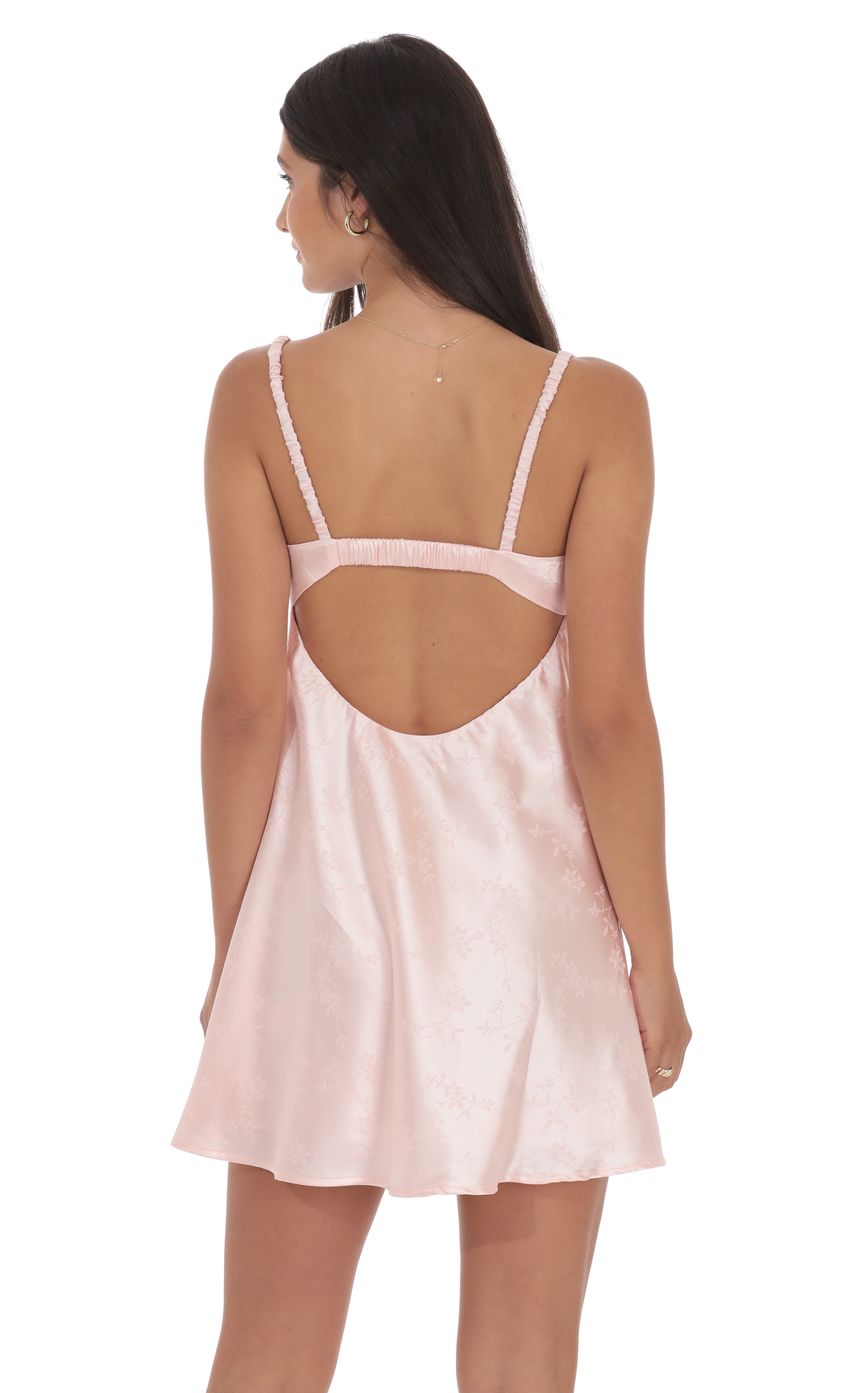 Lucy In The Sky Jacquard Babydoll Dress in Baby Pink