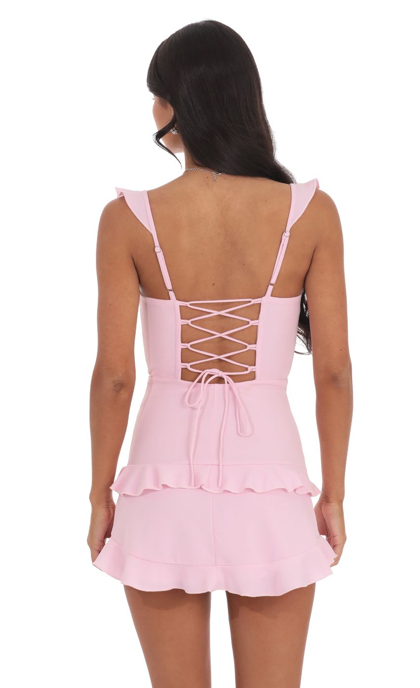 Lucy In The Sky Ruffle Bodycon Dress in Pink