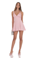 Lucy In The Sky Floral Jacquard Bow Tie Dress in Dusty Pink