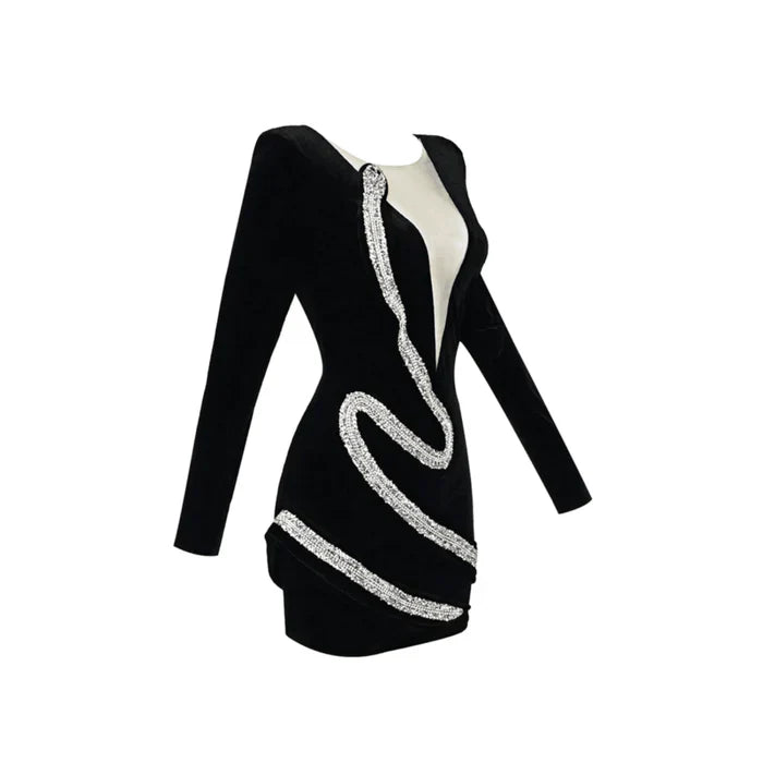 Mermaid Way Feverish Kiss Diamond Snake Velvet Mini Dress