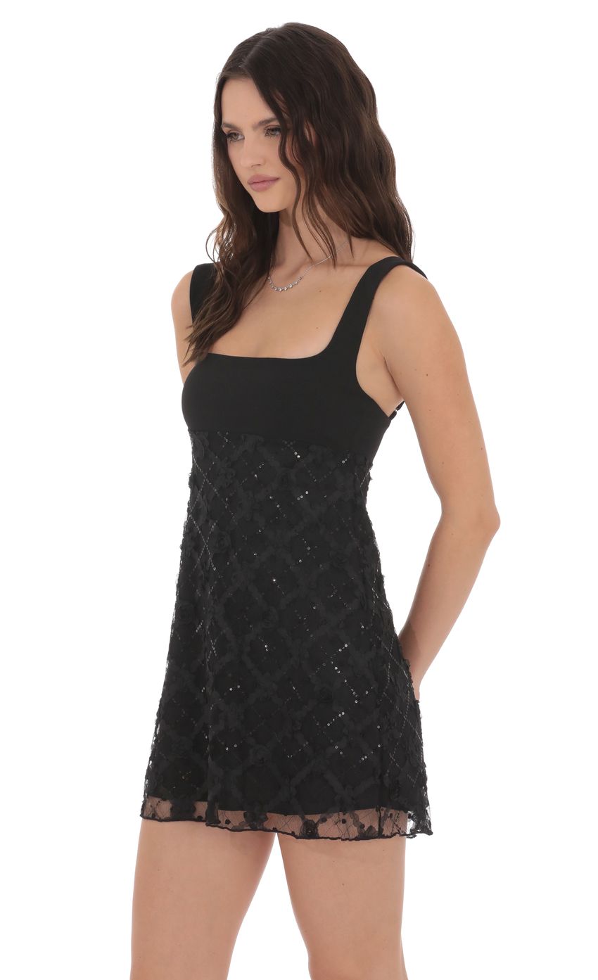 Lucy In The Sky Novelty Lace Shift Dress in Black