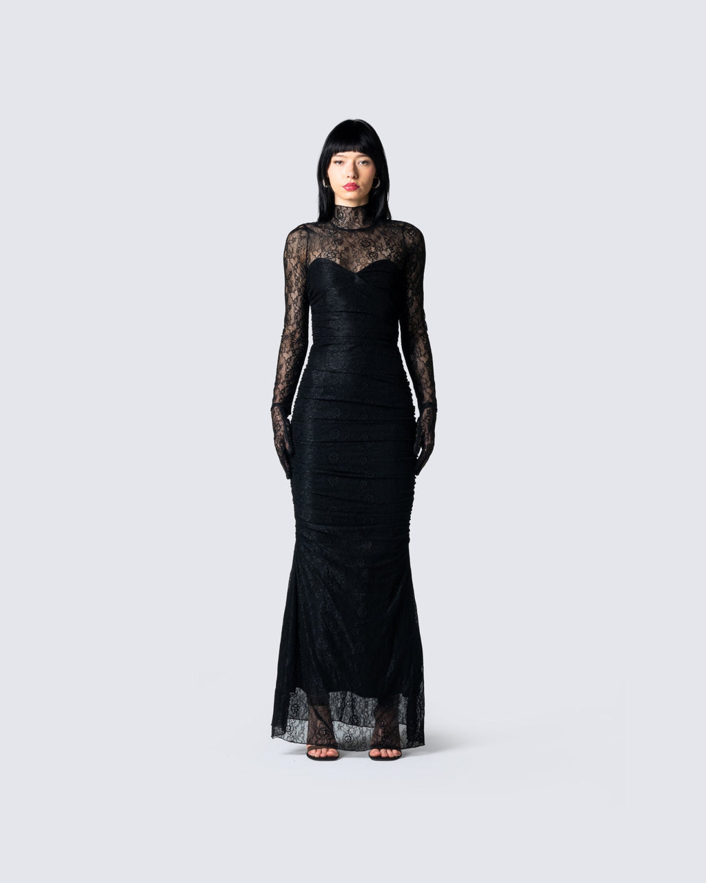 Shia Black Lace Top and Gloves