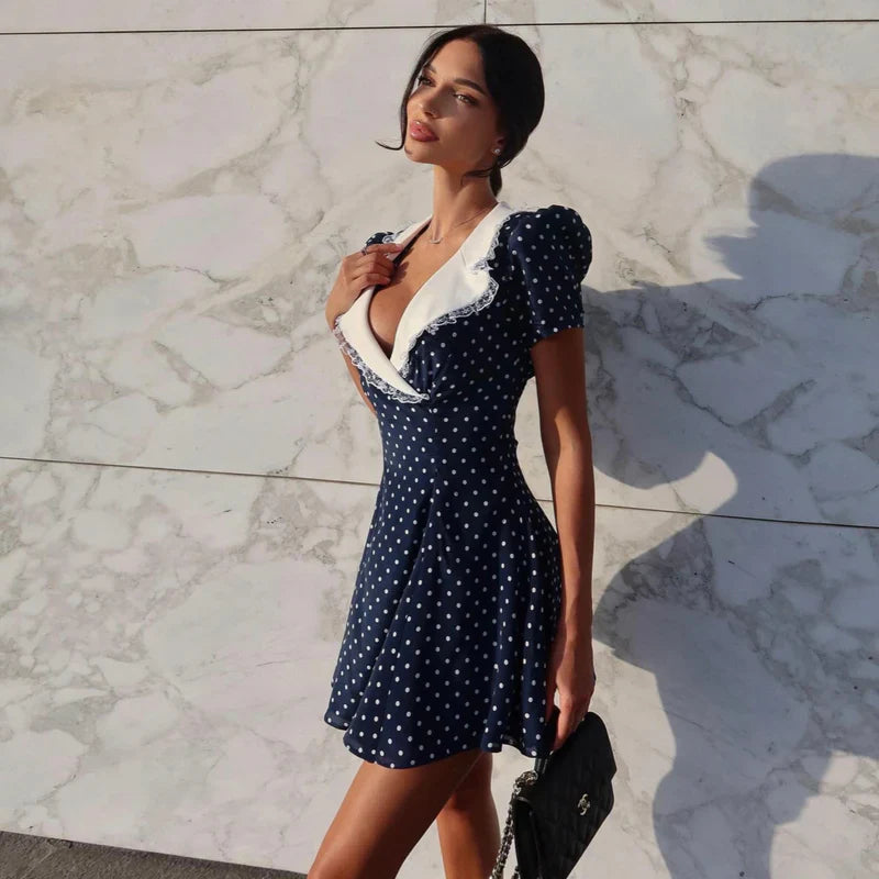 Mermaid Way Fiorella Polka Dot Vintage Mini Dress