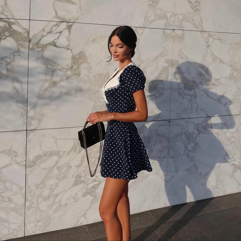 Mermaid Way Fiorella Polka Dot Vintage Mini Dress
