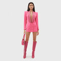 *Flamingo Hues Crystal Embellished Cutout Mini Dress