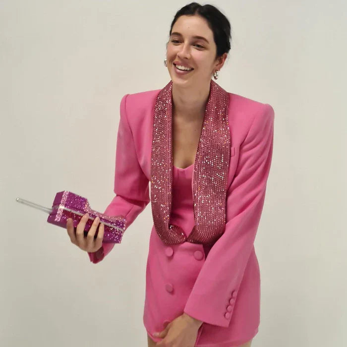 *Flamingo Hues Crystal Embellished Cutout Mini Dress