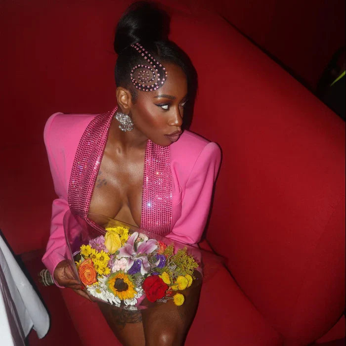 *Flamingo Hues Crystal Embellished Cutout Mini Dress