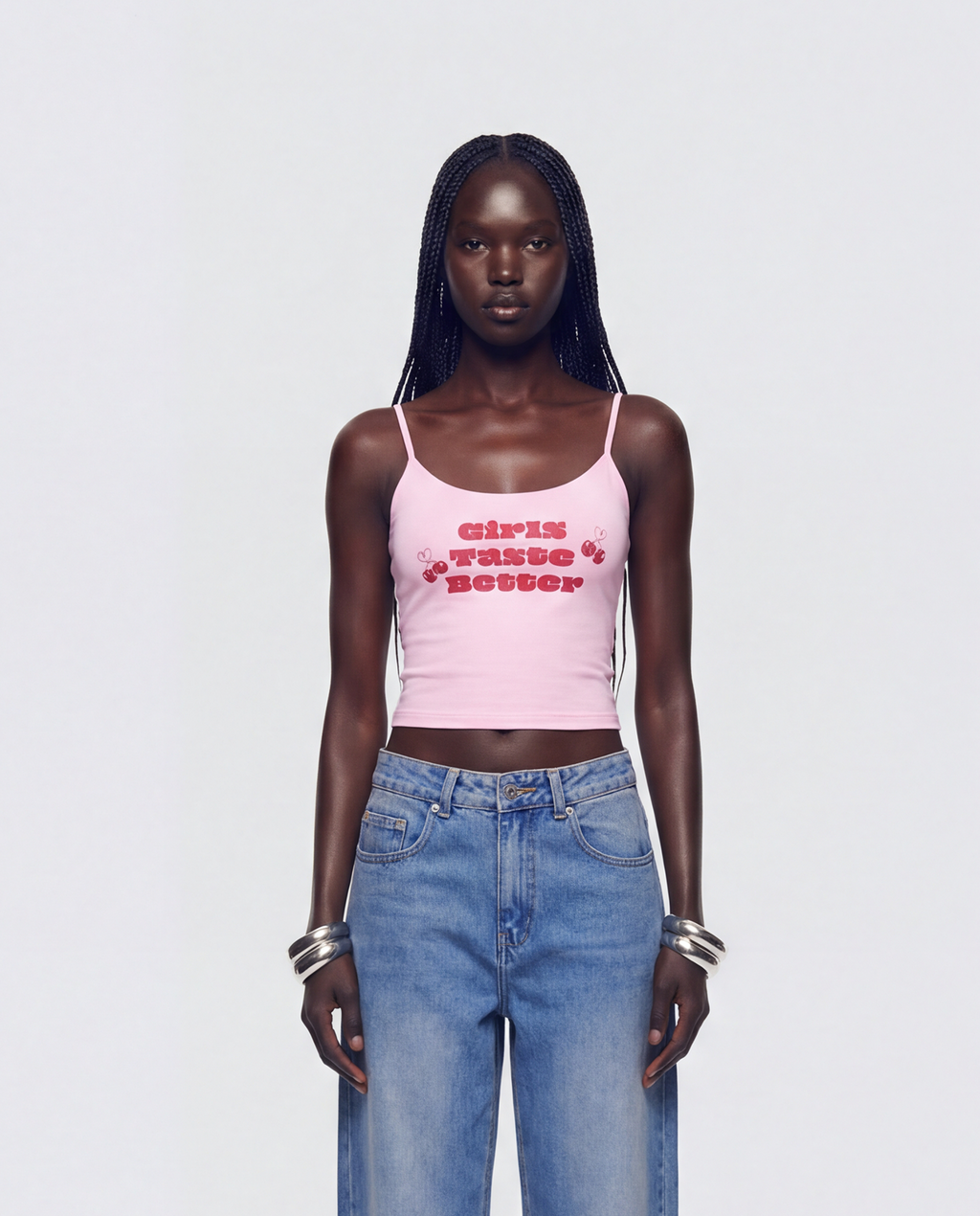 Finesse Elli Pink Printed Slogan Cami Top
