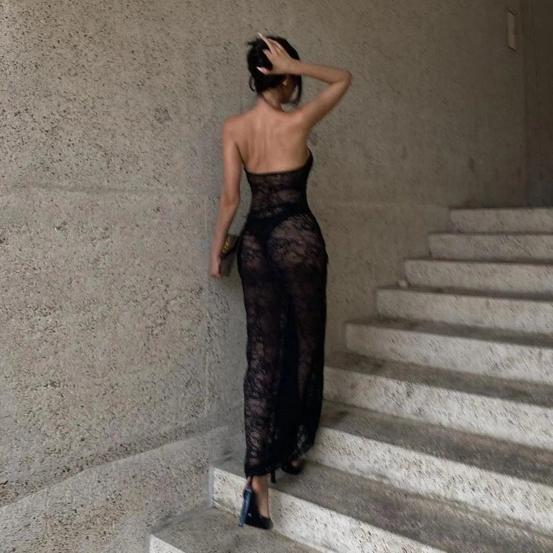 Mermaid Way Her Figure Lace Off-Shoulder Maxi Dress