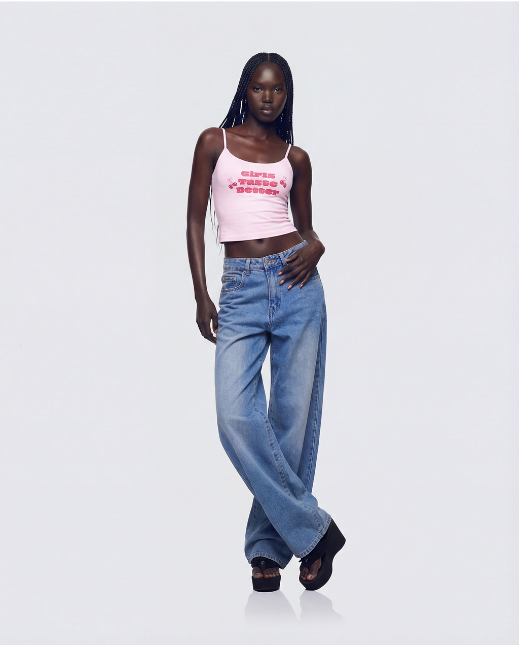 Finesse Elli Pink Printed Slogan Cami Top