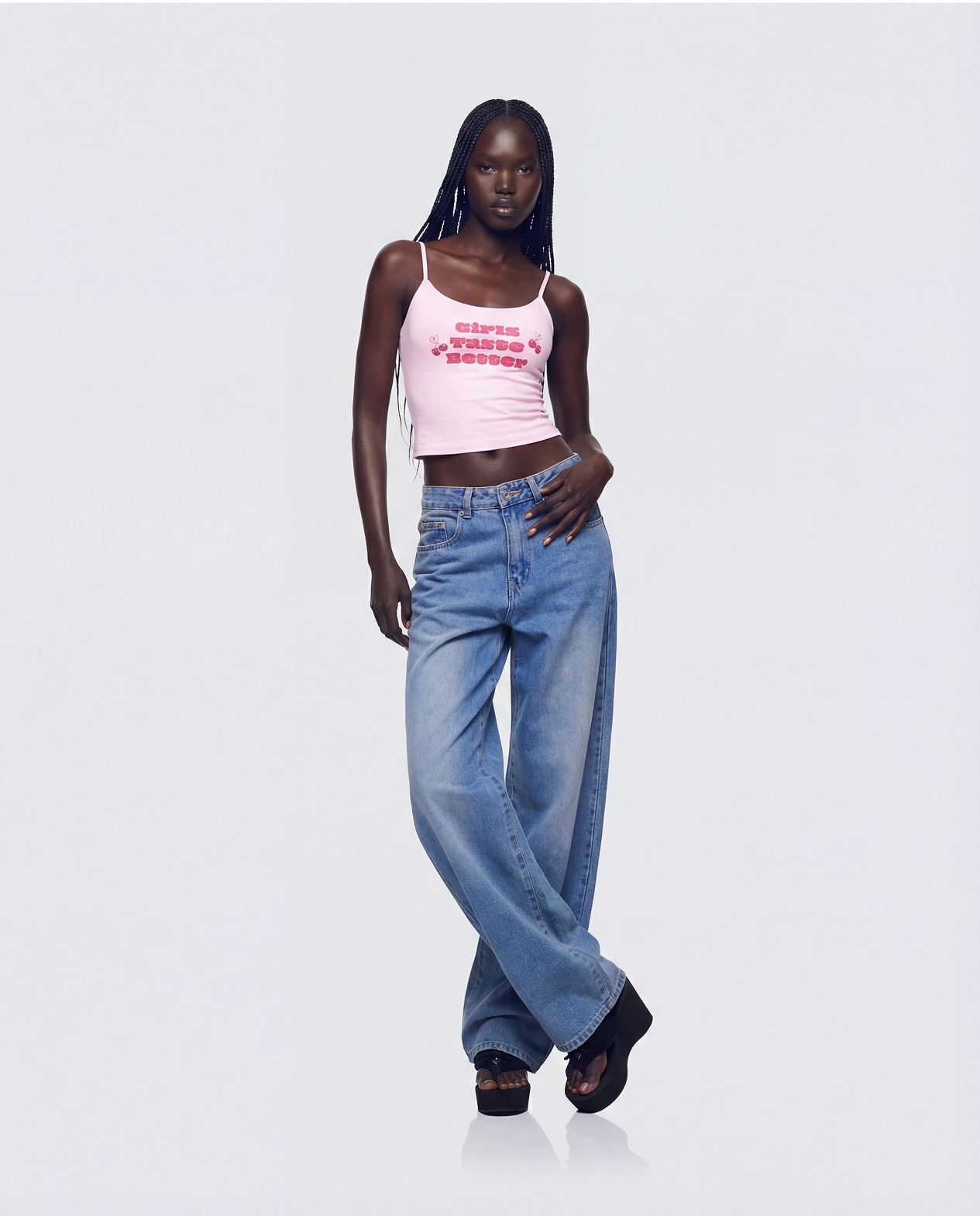 Finesse Elli Pink Printed Slogan Cami Top