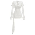 Mermaid Way I Am A Poisonous Draped White Mini Dress with Gloves
