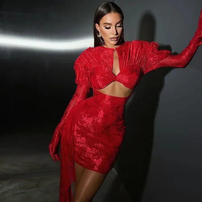 *I Am A Poisonous Draped Mini Dress with Gloves