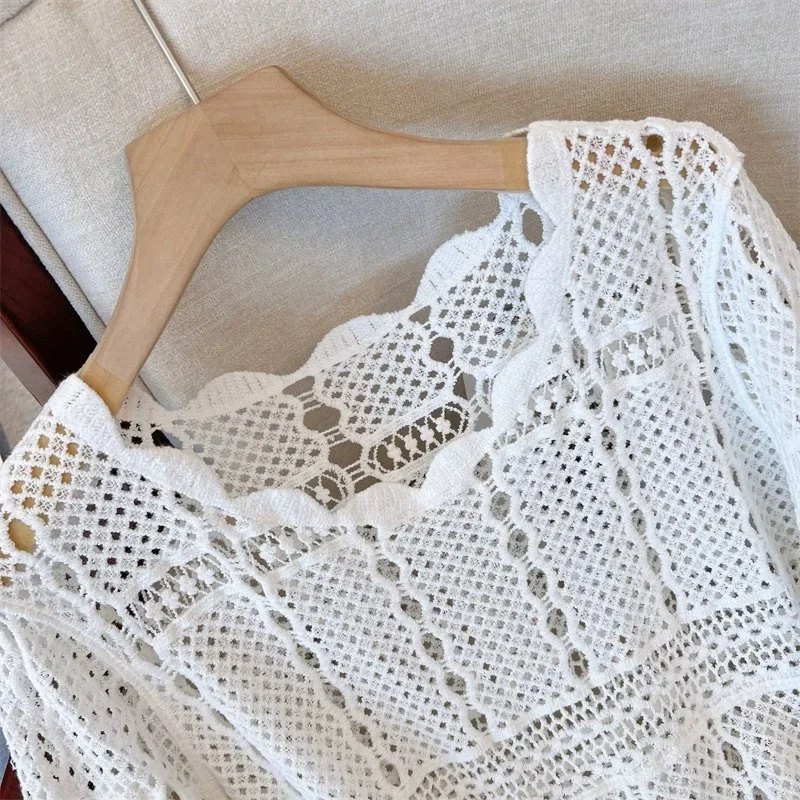 Nabalu Myrelle | Women’s Crochet Lace Bell Sleeve Blouse