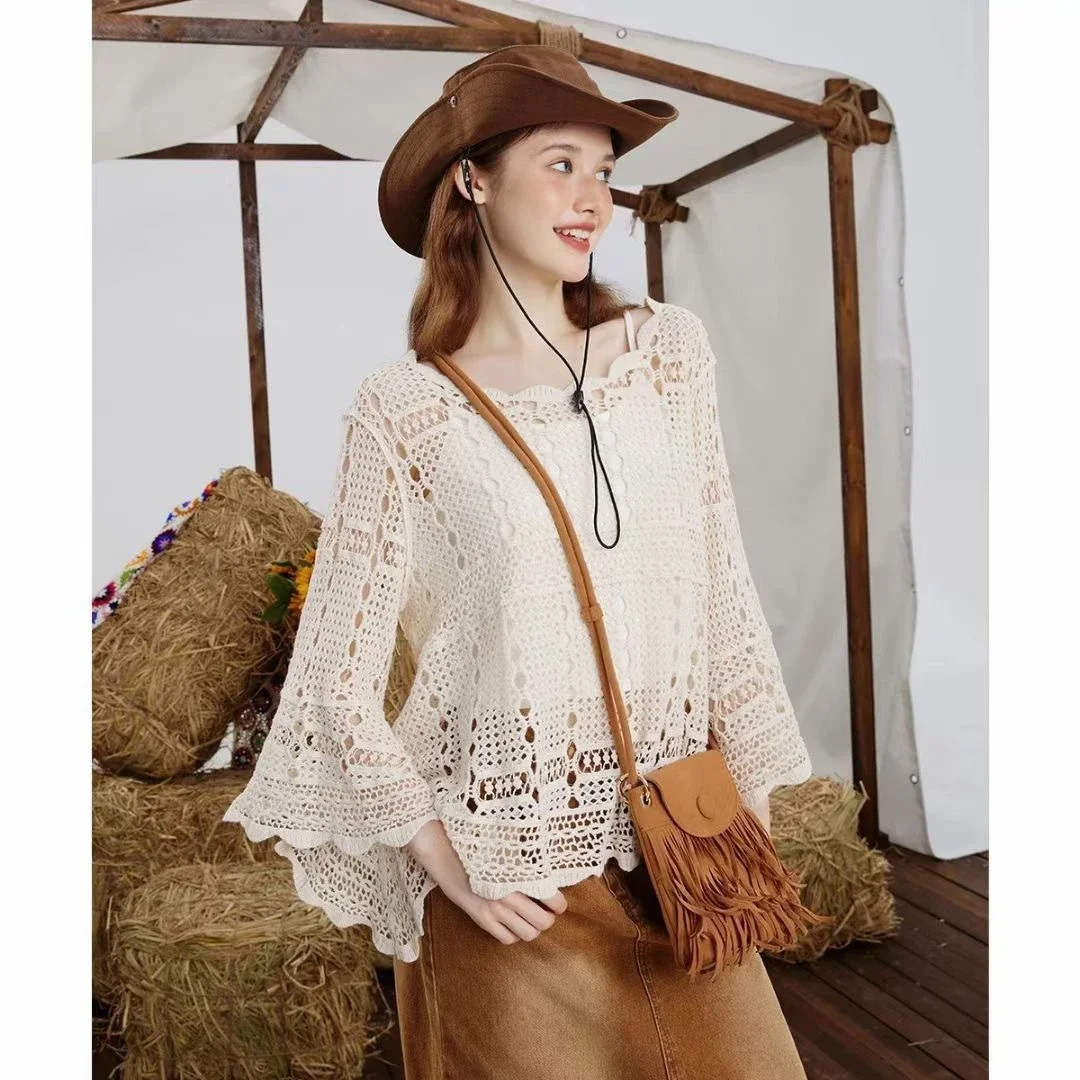 Nabalu Myrelle | Women’s Crochet Lace Bell Sleeve Blouse