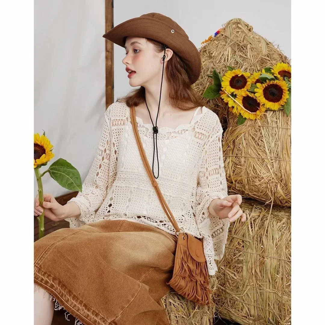 Nabalu Myrelle | Women’s Crochet Lace Bell Sleeve Blouse