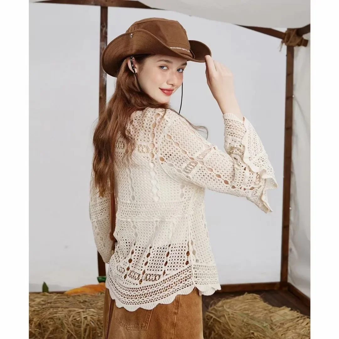 Nabalu Myrelle | Women’s Crochet Lace Bell Sleeve Blouse