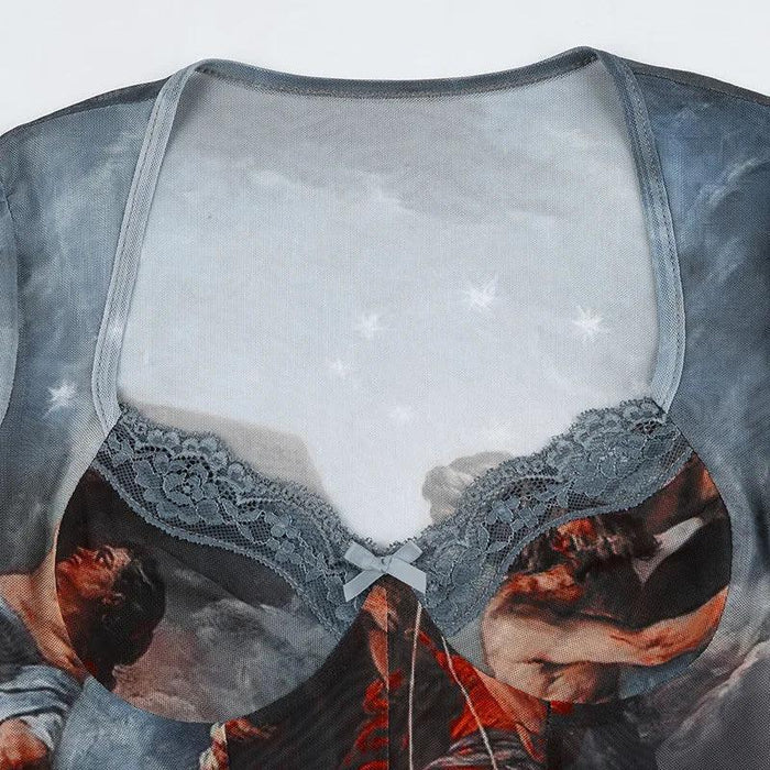 *In Love Again Vintage Bustier Mesh Bodysuit