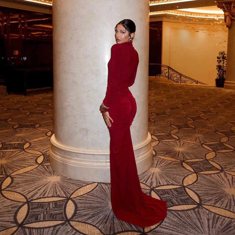 Mermaid Way In That Moment Long Sleeve Ruched Maxi Dress