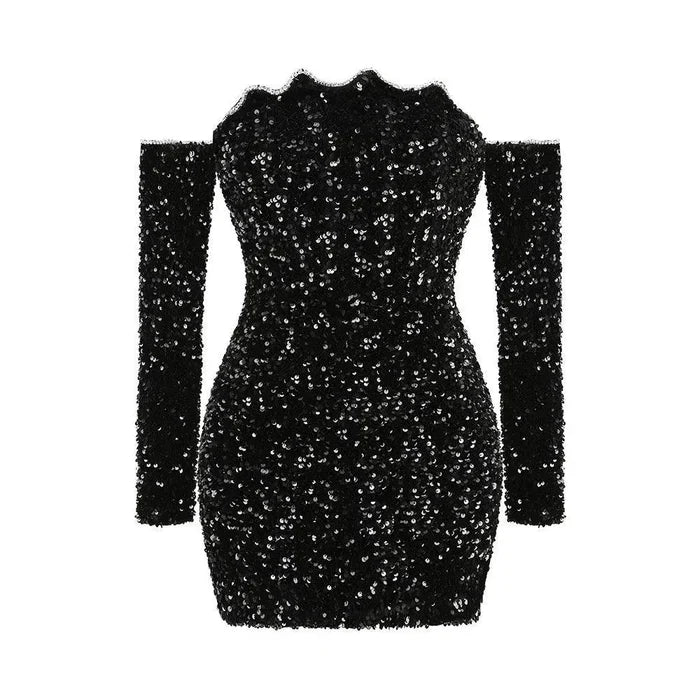 *Infatuation Mesh Sequins Mini Dress
