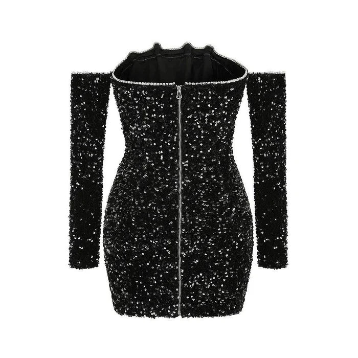 *Infatuation Mesh Sequins Mini Dress