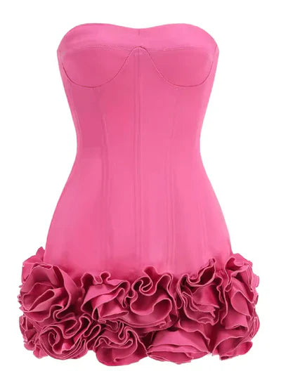 Mermaid Way It Girl Rose-Flower Corset Red Mini Dress