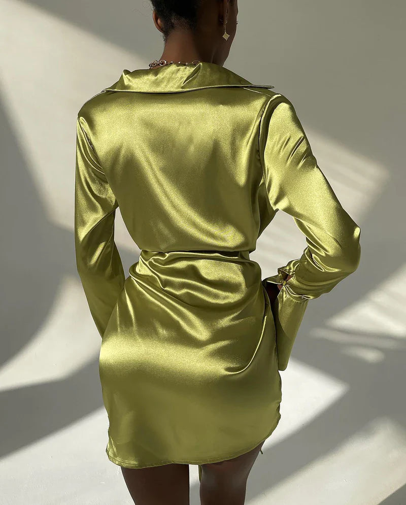 Mermaid Way Jamaica Satin Long Sleeve Mini Dress