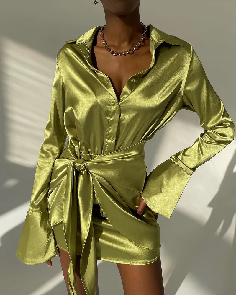 Mermaid Way Jamaica Satin Long Sleeve Mini Dress