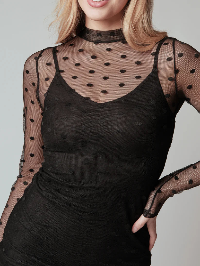 Klassy Polka Dot Two Piece Mesh Mini Dress
