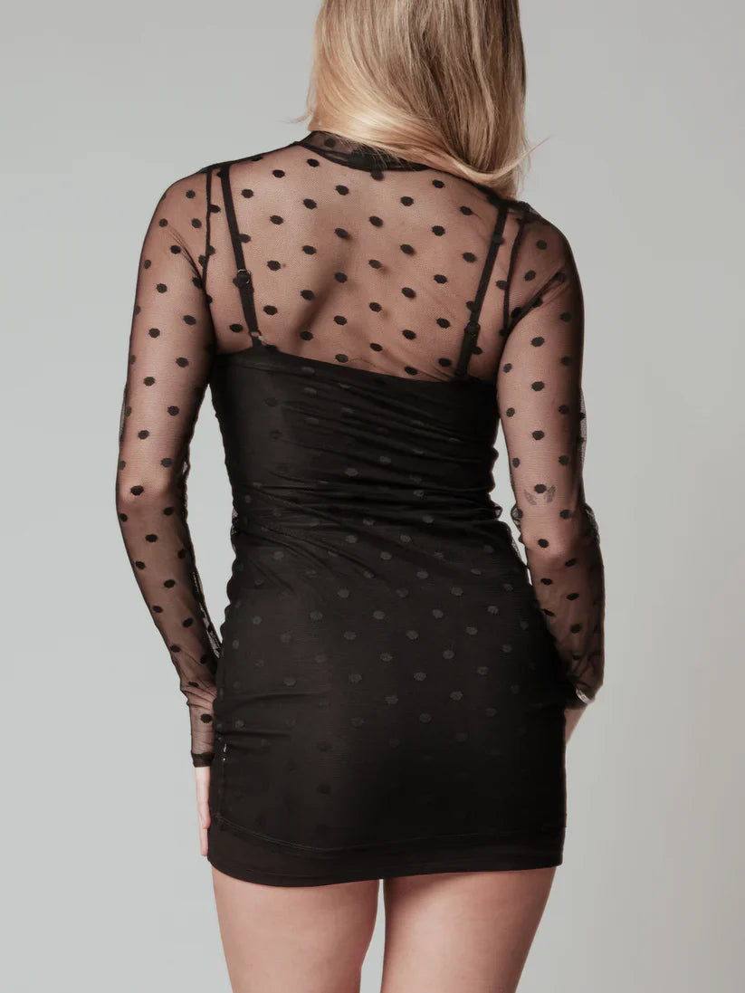 Klassy Polka Dot Two Piece Mesh Mini Dress