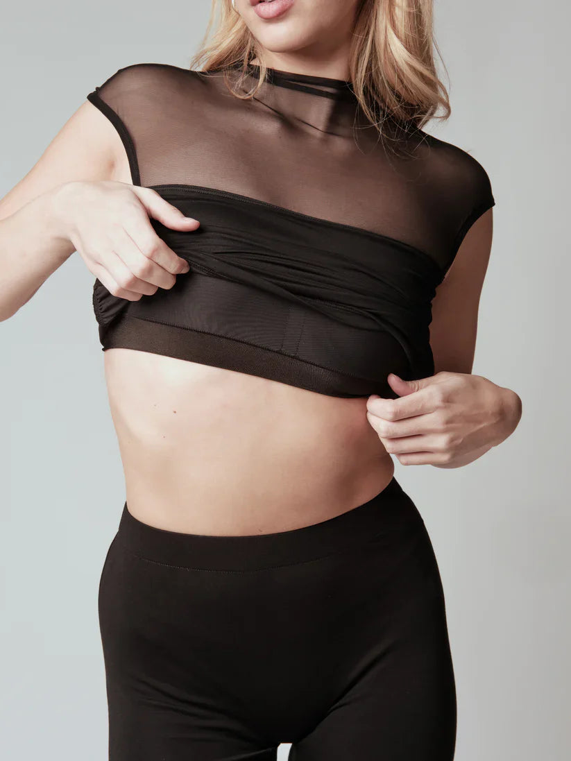 Klassy Mesh Mock Cap Sleeve
