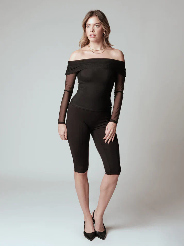Klassy Mesh Fold Over Long Sleeve