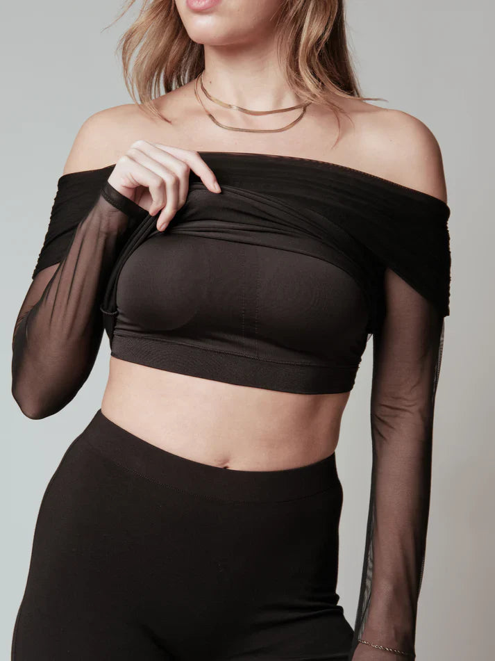 Klassy Mesh Fold Over Long Sleeve
