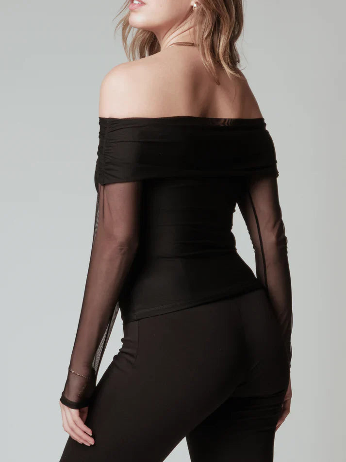 Klassy Mesh Fold Over Long Sleeve