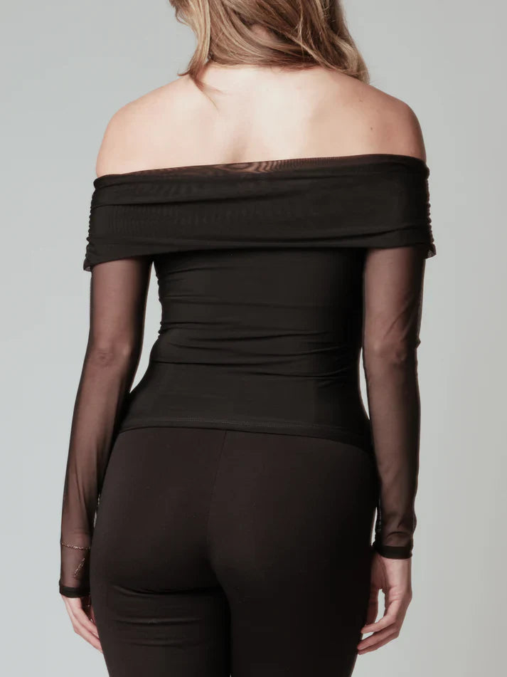 Klassy Mesh Fold Over Long Sleeve