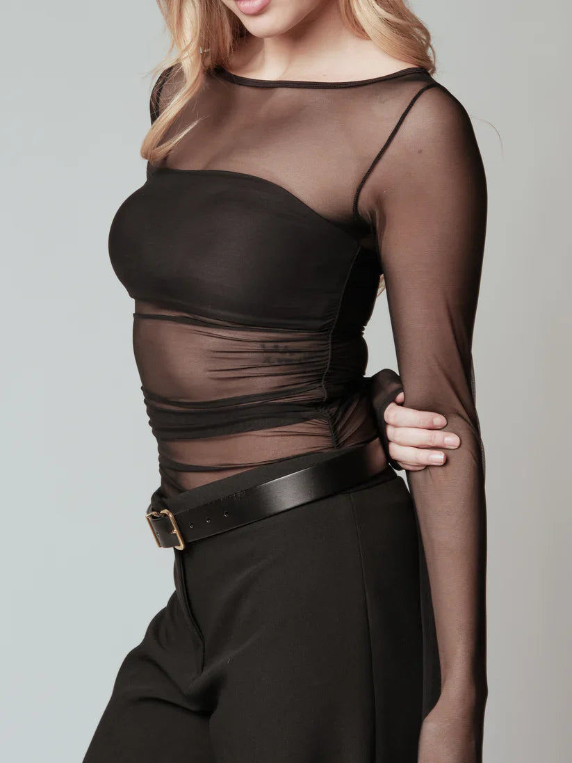 Klassy Mesh Bandeau Long Sleeve